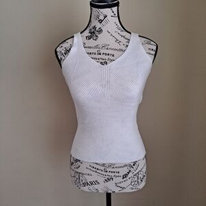 Express White Ribbed Women's Tank Top